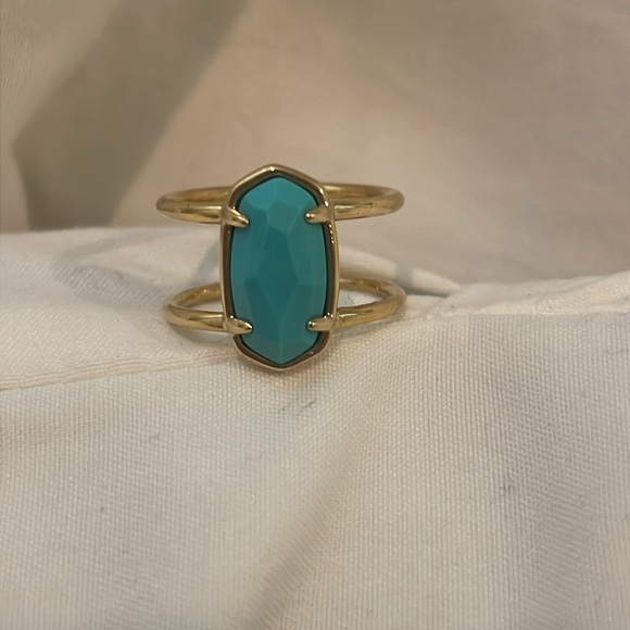 Kendra Scott Elyse 18k Gold Vermeil Double Band Ring in Turquoise - Picture 4 of 5